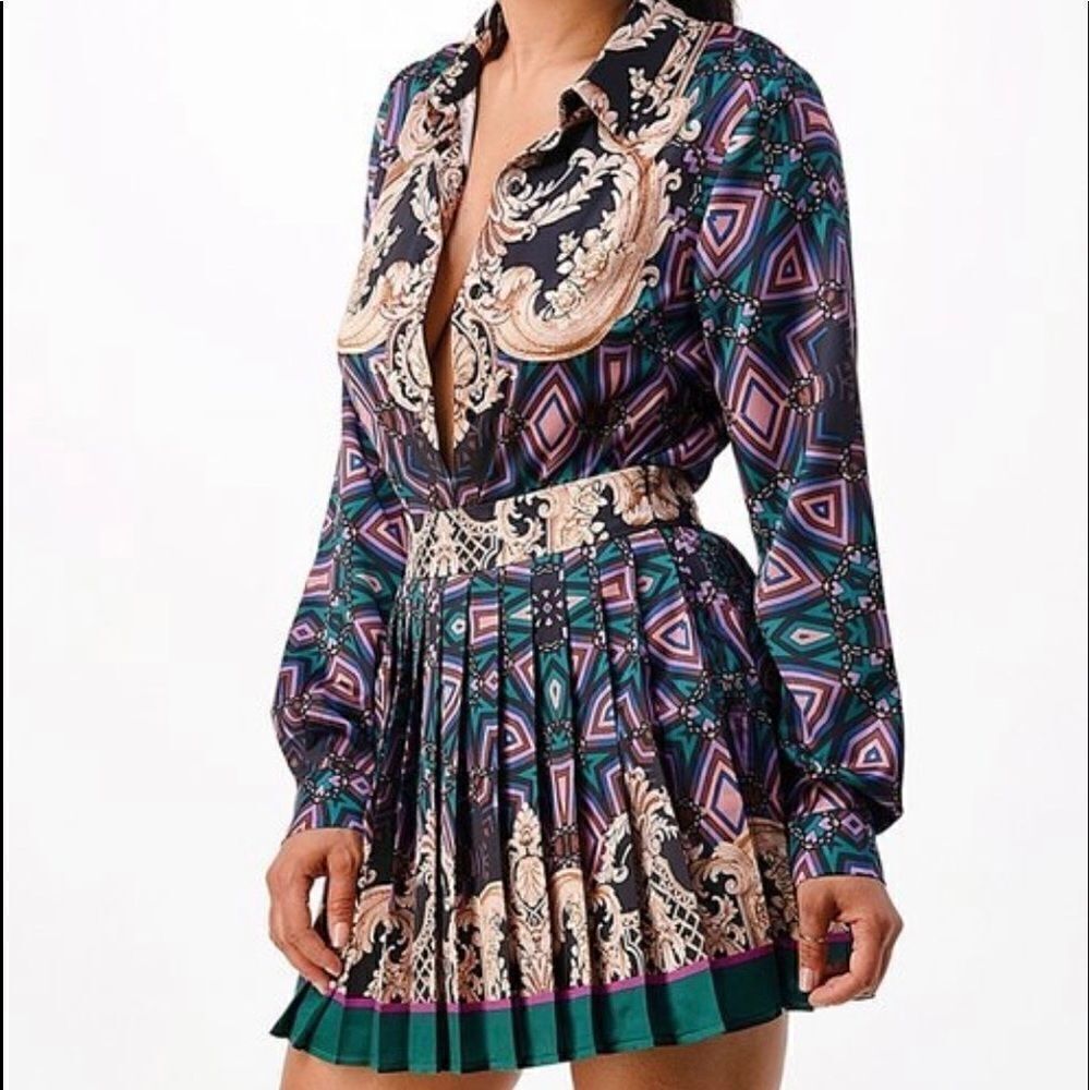 Emerald green skirt set